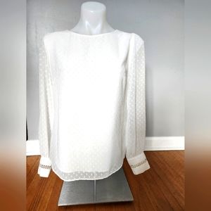 White House Black Market Swiss Dot Long Sleeve Blouse Size 0